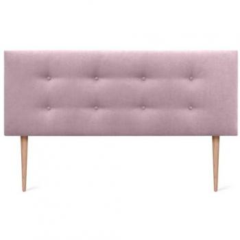 Cabecero Tapizado de Polipiel o Tela Aqualine Pro con 2 Hileras de Botones y Patas (135x105cm) - Lujo Salmón