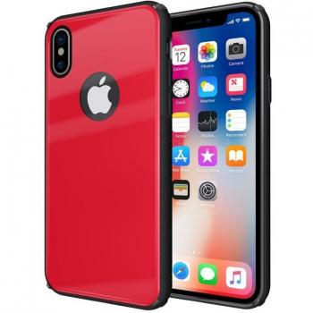 Funda iPhone x cristal templado funda más protectora del mercado funda iphone x vidrio templado funda iphone x tempered glass carcasa iphone x funda iphone 10 cristal templado iphone x case roja