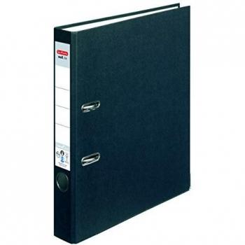 Carpeta Herlitz maX.file Nature Plus A4, 50 mm de ancho, color negro, con 2 anillas y acabado texturizado
