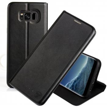 Nouske Samsung Galaxy S8 Plus Funda protectora de tipo Cartera para teléfonos móviles/TPU protección frente a golpes/Estuche para tarjetas de crédito/Soporte/Conciso y Ultra delgado/Hebilla magnética,Negro.