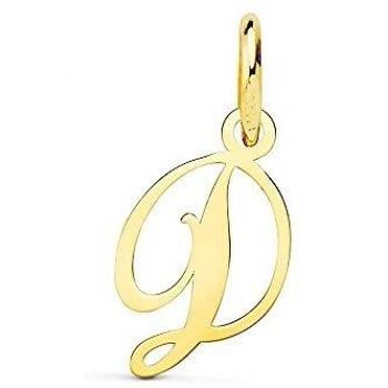 Colgante oro 18k letra inglesa D mayúscula 12mm. calada