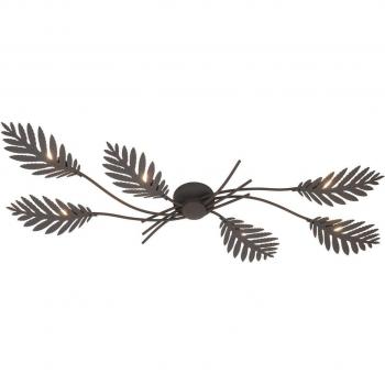 Lámpara de techo Nelian de Lucande con decoración vegetal, diseño en marrón, fabricada en metal, 6 llamas, tipo de bombilla G9, adecuada para salón y comedor