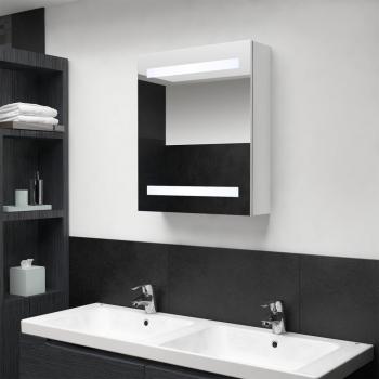 Mueble de baño con espejo y LED blanco pulido 50x14x60 cm