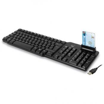 Tastiera USB con Lector de Smart Card Integrado, QWERTY Italiano, Color Negro