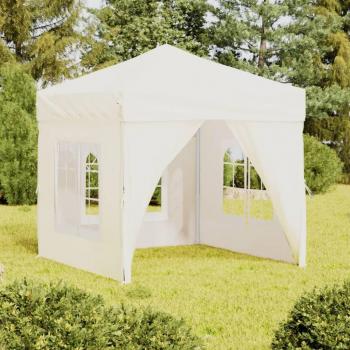 Carpa plegable 2x2 m crema con paredes laterales
