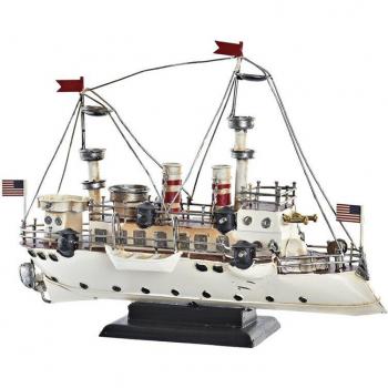 Figura Decorativa Barco Vintage de Metal Blanco 32x13x22 cm