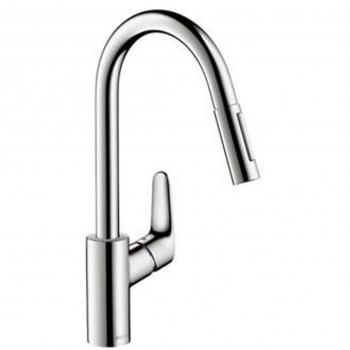 Hansgrohe Focus High Arc Chrome Kitchen Faucet with 2-Spray Pull-Down and 1.75 GPM