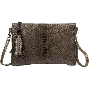Bolso bandolera de piel auténtica con grabado de serpiente Ermine