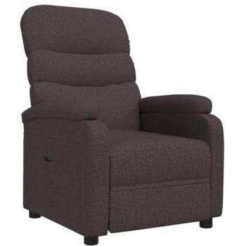 Sillón reclinable de tela marrón oscuro