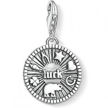 Thomas Sabo Colgante con Cierre Moneda de la suerte Charm Club, Plata de Ley 925, Plateado