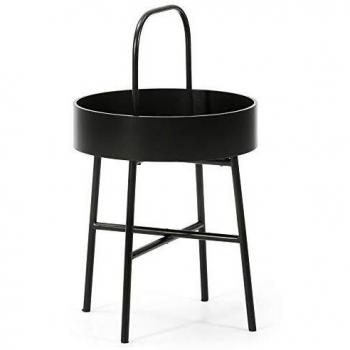VS Venta-stock Mesa Auxiliar Mesa de Centro Redonda Jaipur con Tapa de MDF Negro y Estructura metálica en Color Negro Mate/DIAMETRO: 40 cm