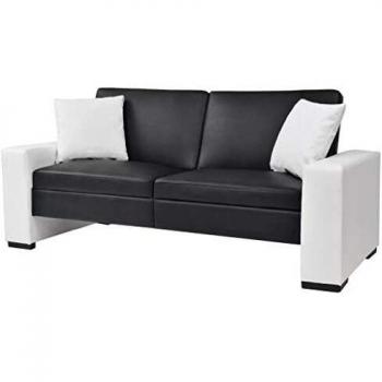 vidaXL Sofá Cama con Reposabrazos PVC Ajustable Negro Mobiliario Asiento Casa