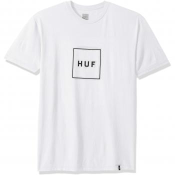HUF Men's Essentials Box Logo Short Sleeve T-Shirt in White, Size M