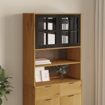 Mueble superior de aparador con puertas de vidrio FLAM en madera de pino - vidaXL