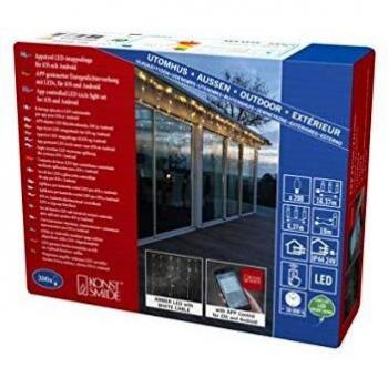 Cortina de luces LED Lluvia Helada Konstsmide 200 luces con control por app, efecto musical y regulador de intensidad