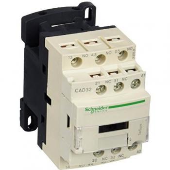 Contactor TeSys CAD32V7 de Schneider Electric, 3 contactos normalmente abiertos (NA), 2 contactos normalmente cerrados (NC), voltaje de operación 400V, frecuencia 50/60Hz, capacidad de corriente nominal 10