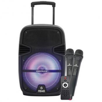 Coolsound A340 Altavoz Amplificado Bluetooth 250W 8 - USB, Entrada Mic. Jack 6.3mm - Iluminación LED - 2 Micrófonos Incluidos - Asa y