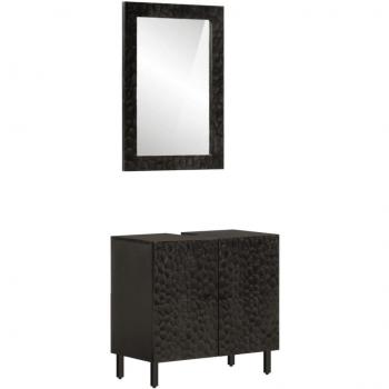 Conjunto de Mobiliario de Baño 2 Piezas en Madera Maciza de Mango