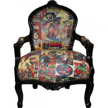 Casa Padrino Baroque highchair Comic Leather Look/Black - Armchair