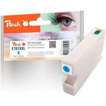 Cartucho de Tinta Peach E70 XL Cian 36ml compatible con Epson T7012 y modelos WorkForce Pro WP-4015 DN, WP-4095 DN