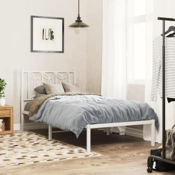 Cama solar con cabecero de metal blanco 80x200 cm