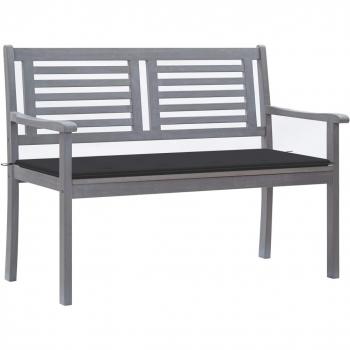 2-Seater Garden Bench with Cushion 47.2 Gray Eucalyptus Wood