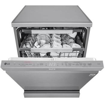 Lavavajillas Independiente LG DF587HVS Cuatro Brazo de Lavado, 14 Cubiertos, Clase A, Con Wi-Fi y Vapor, Color Plata