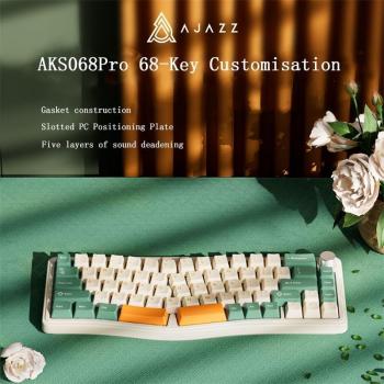 AJazz AKS068pro Ergonomic 68-Key Gasket Mechanical Keyboard - Hotswap RGB Wireless Tri-Mode with Sea Salt Switches