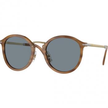 Persol PO3309S Col. 960/56 Unisex Round Turtle Sunglasses with Blue Lens, Brown, Size: 51 MM