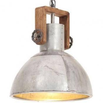 Lámpara Suspensión Industrial 25 W Redonda Plata 30cm E27