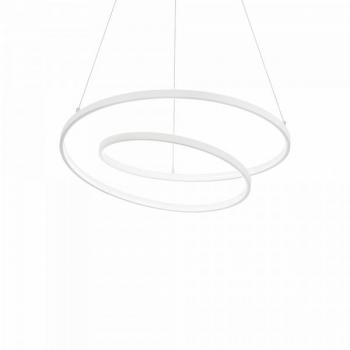 Lámpara colgante integrada LED decorativa en forma de remolino blanca, 3000K, metal y plástico