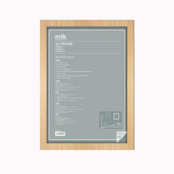 Marco de fotos A2 para pared, 42 x 59,4 cm, madera MDF color haya, ideal para láminas decorativas y decoración del hogar