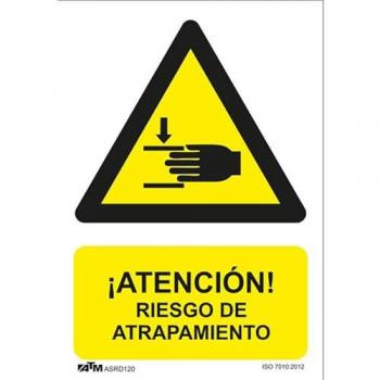 Señal de Peligro Riesgo de Atrapamiento PVC 210x300 mm Glasspack