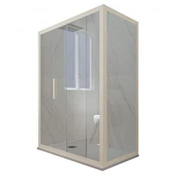 Mampara de Ducha Corredera 80x120 cm con Perfil Champán y Cristal Transparente Deco Duo