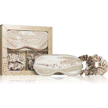 Crystallove Luxury Golden Silk Eye Mask & Scrunchies Night Set