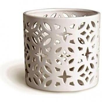 Excelsa – Cilindro portavelas, cerámica, Blanco, 15 x 15 x 14,2 cm