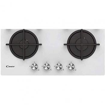 Encimera de gas Candy CVG6BR4WPW, 4 fuegos, cristal templado, color blanco, 60 cm
