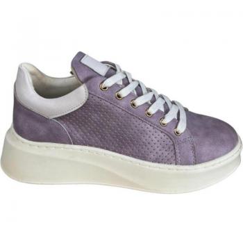 Zapatilla Combinada Plataforma Mujer Piel Melocotón Cordones