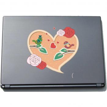 pinkelephant Skin para portátil lovely017 - diseño de corazón - con una Hoja de pájaros - 150 x 153 mm de Vinilo
