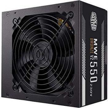 Cooler Master MWE 550 Bronze 230V V2 - Fuente de Alimentación UE, 80 PLUS Bronze, Ventilador HDB Sensible a la Temperatura, Circuito CC a CC + LLC con Raíl Único de +12V - 5 Años de Garantía