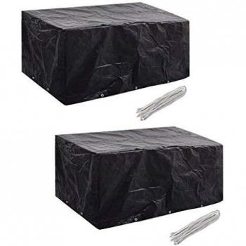 Funda de muebles de jardín 2 piezas Polyrattan para 6 personas, dimensiones 240x140cm, incluye 10 ojales