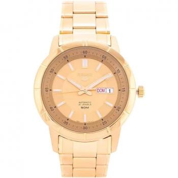 Seiko 5 Men's Automatic Watch SNKN62K1 - Gold Tone Stainless Steel, Gold Dial, 21 Jewels