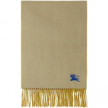Burberry Men's Cashmere Scarf in Green - Luxurious Cashmere Reversible Scarf with Fringe, Color B7311, Size: ONE SIZE