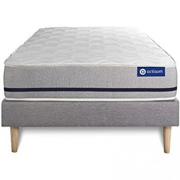 Somier gris ACTISOM + Colchón viscoelástico Actimemo suave 90 x 200 cm - Altura 20 cm