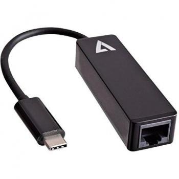 V7 Adaptador USB-C Macho a Ethernet RJ45 Negro