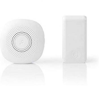 NEDIS Set de Timbre Inalámbrico Set de Timbre Inalámbrico | Alimentado por la Red | 80 dB | Gama de señal: 100 m | IP44 | Volumen Ajustable | 36 Melodías | 1 Receptor | Blanco Blanco