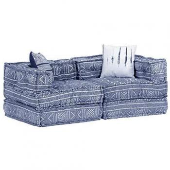 vidaXL Sofá cama modular de 2 plazas tela Patchwork añil