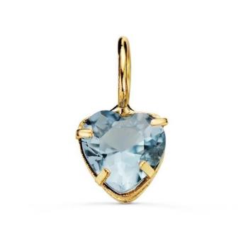 Colgante Corazón Oro 18k con Aguamarina para Mujer