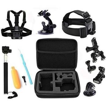 WALIO Kit accesorios 6 en 1 y estuche de transporte maletín de viaje para GoPro Hero HD 1 / 2 / 3 / 3+ / 4 SJCAM Xiaomi Yi Cam