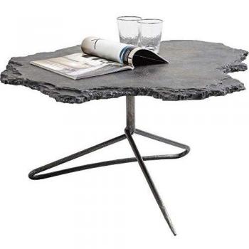 Mesa de centro Vulcano en roca bruta y acero - Gris - Rectangular - Mueble de salón